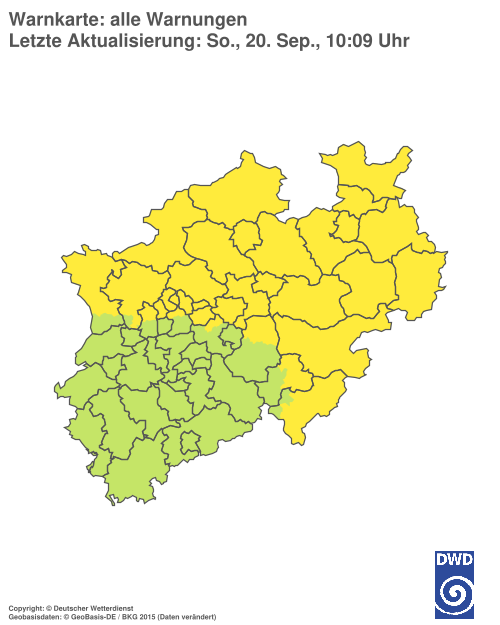 Aktuelle Warnkarte: Nordrhein-Westfalen